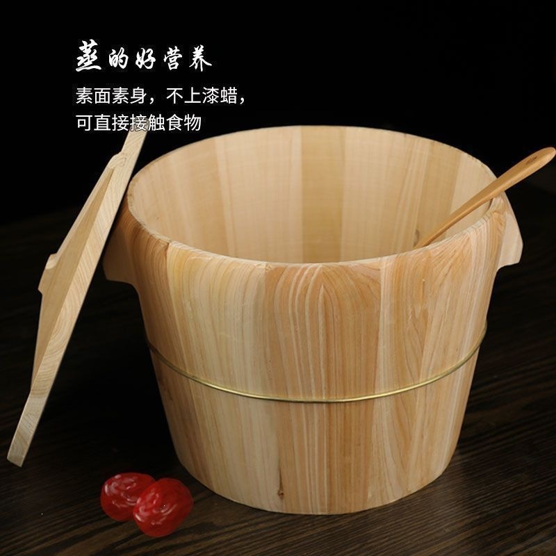 Cedar wood steaming bucket for rice, household steamer, large steaming bucket for glutinous rice, restaurant and hotel use, handmade steaming basket, wholesale for commercial use