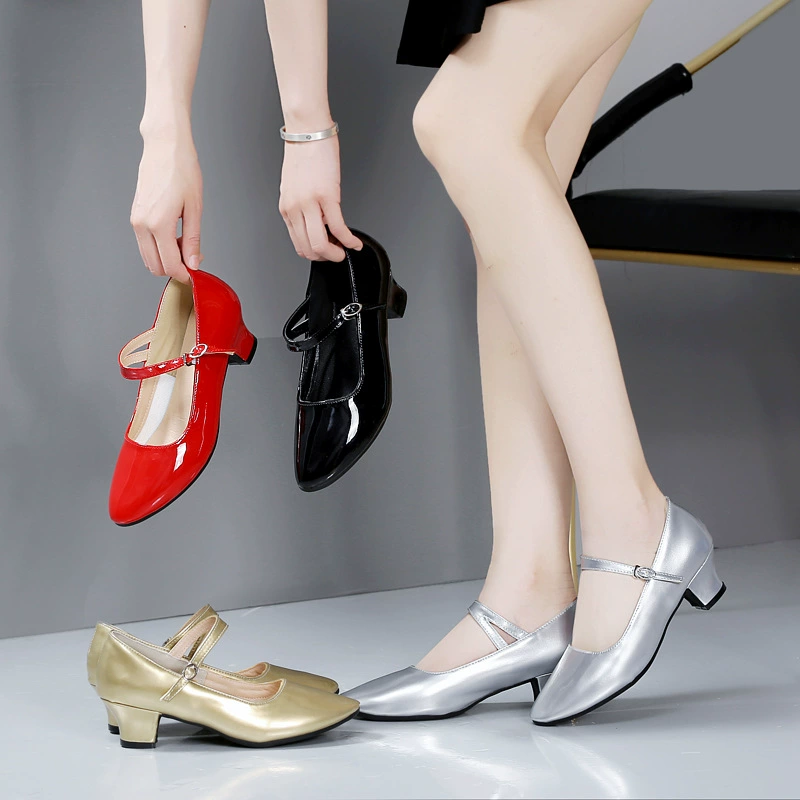 New dance shoes, silver women's Latin dance shoes, soft-soled square dance shoes, mid-heeled ballroom dance shoes, modern dance shoes