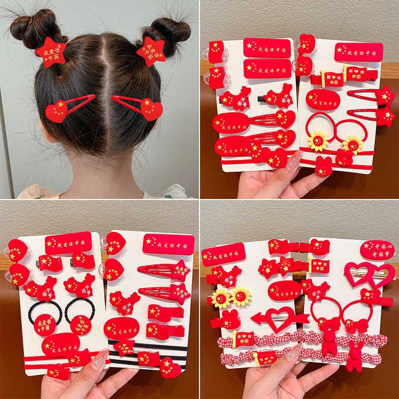 Día nacional de accesorios para el cabello traje de goma para niños horquilla accesorios para el cabello de las niñas tocado de vacaciones para bebés horquilla rota horquilla
