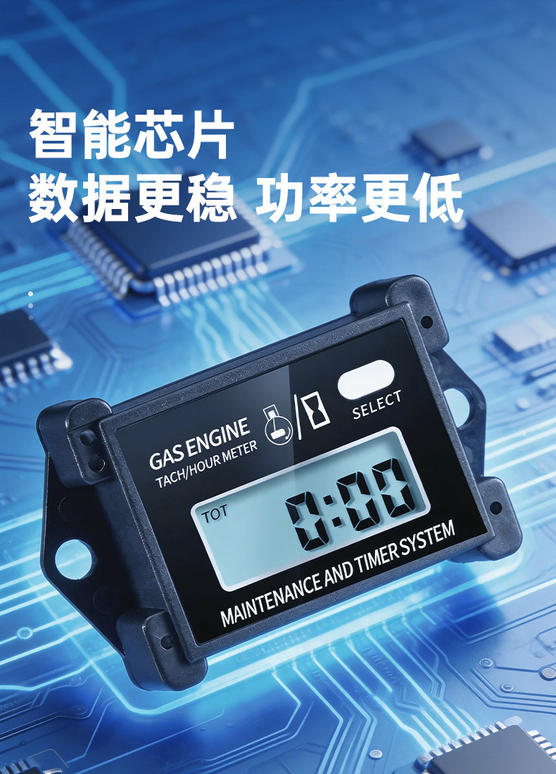 New Motorcycle Tachometer Timer Digital Display 2 Stroke 4 Stroke Sensor Gasoline Engine Timer