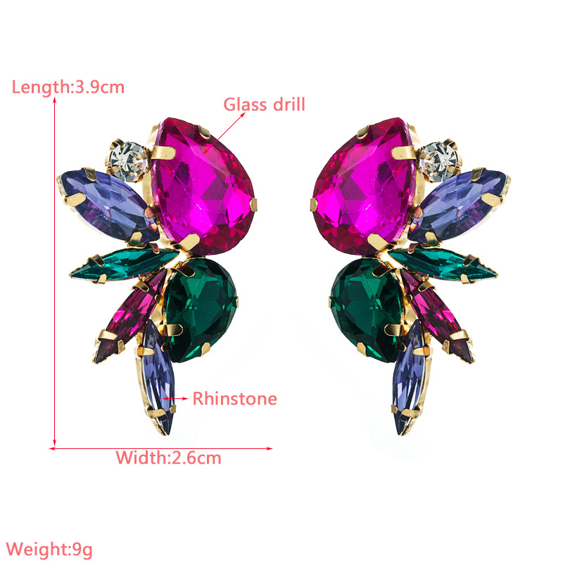 22g Weight Electroplating Gold Plating Process Alloy Ear Needle Material 1 Pair Fashion Geometric Inlay Alloy Rhinestones Earrings