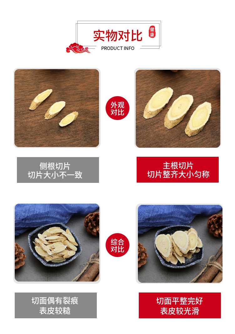 Selected Astragalus Root Slices Huang Qi 500g Hand-Picked Main Root Dried Herb for Decoction and Tea specifications