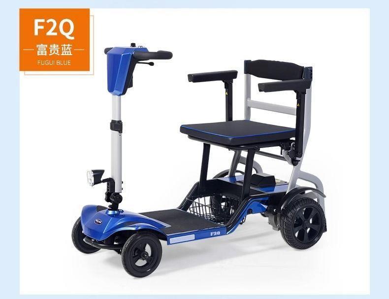 Lightweight Folding Mobility Scooter for the Elderly, Four-Wheel Electric Vehicle, Smart Power-Assisted Vehicle for Travel and Boarding a Plane