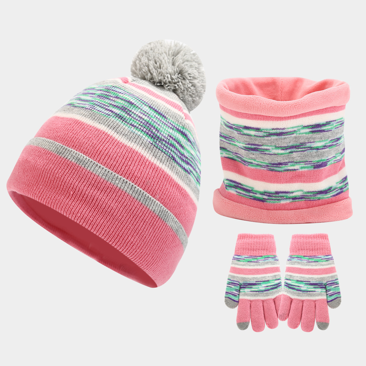 Nuevos sombreros cálidos al aire libre para niños europeos y americanos, guantes de cuello, juego de tres piezas, invierno más terciopelo, traje de tres piezas a prueba de frío, comercio exterior image 10