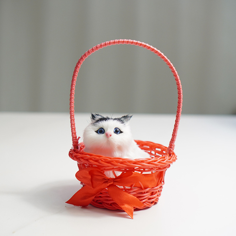 높은 바구니 (빨간색) + 검은 귀 쪼그리고 고양이 짖을 수 있습니다