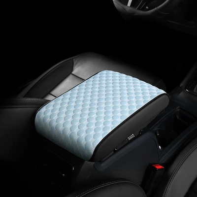 Box Heightening Pad, Driver's Elbow: Armrest box pad - ice-silk-armrest-box-light-blue
