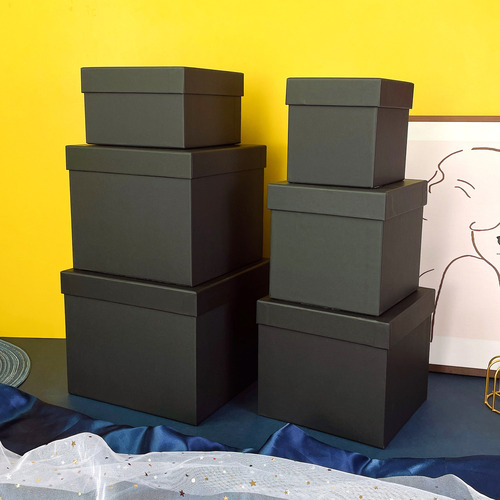 Black Large Square Gift Box Wholesale Round Top and Bottom Lid Gift Box for Giving Gifts, Jewelry, Lipstick, Gift Box
