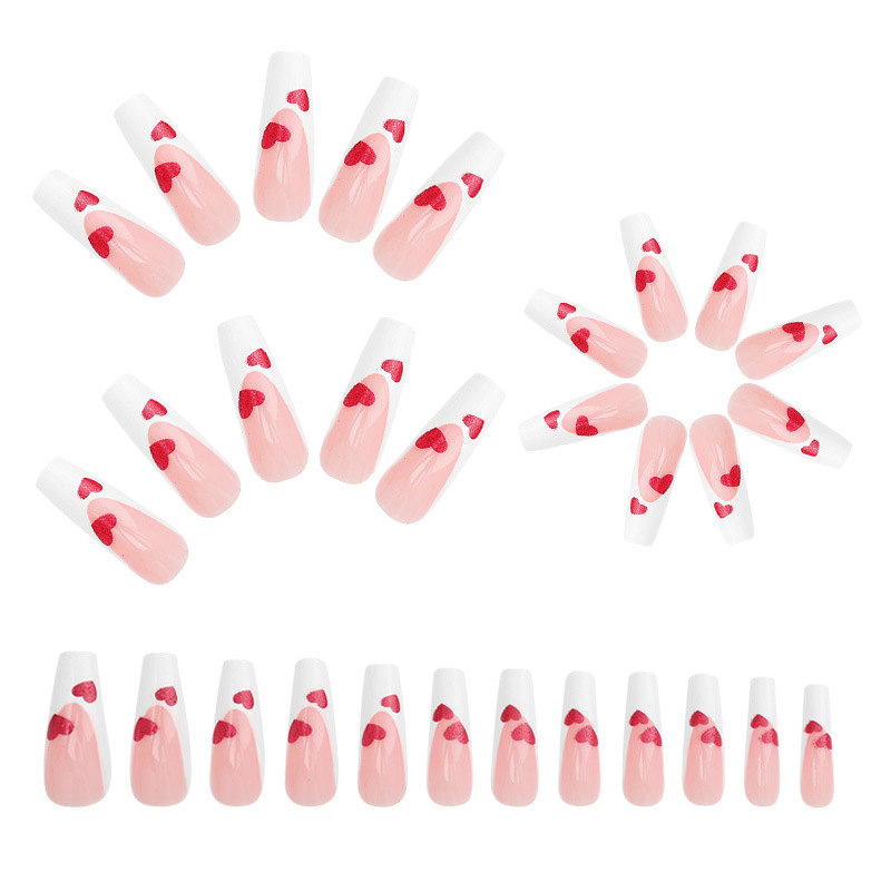 Nuevo producto de manicure 24 amor ballet manicure parche desmontable productos terminados de lámina de oro para usar uñas falsas