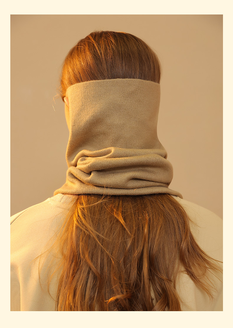 Écharpe et bonnet femme une pièce couleur unie chaud hiver_voghion.com