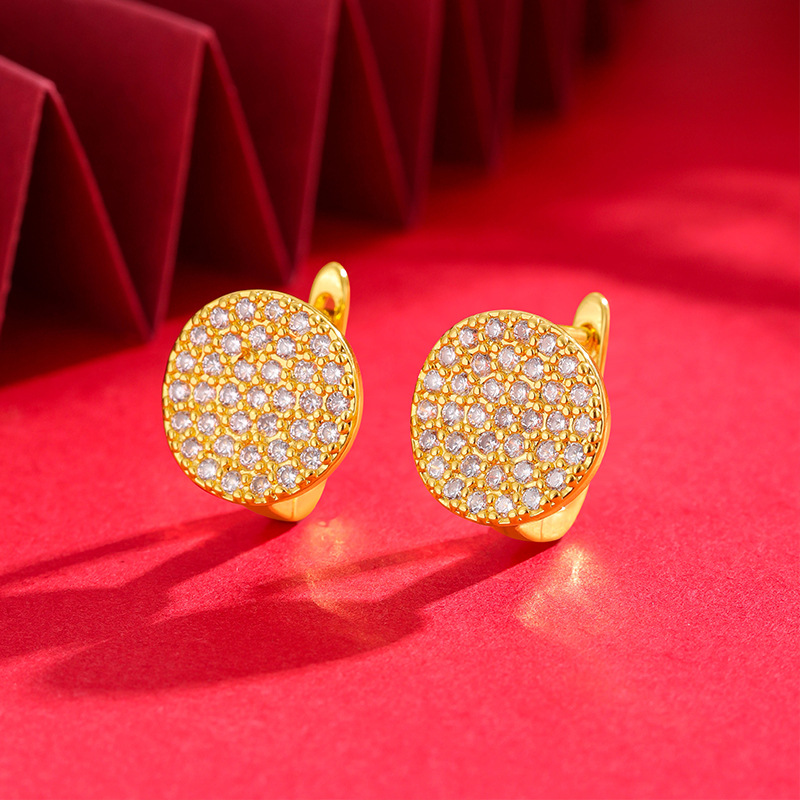 Pendientes de circón estrellado personalidad de la moda todo partido joyería exquisita pendientes redondos geométricos accesorios de las mujeres suministro