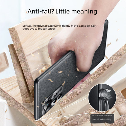 Applicable to Xiaomi 14 phone case genuine leather metal full coverage lens Redmi Note 13P anti-slip leather for K70 to protect