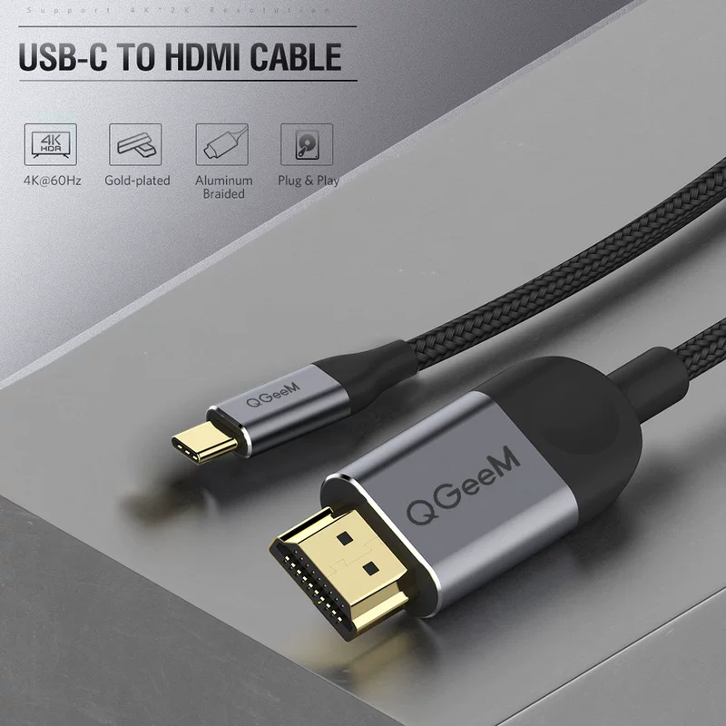 USB Type-C на HDMI, кабель для передачи видео 4K@60Hz/30Hz, подключение мобильного телефона/ноутбука/компьютера