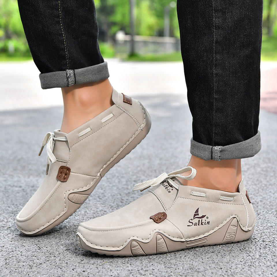 Giày lười nam cỡ lớn da heo khoét lỗ cổ cao, giày slip-on mũi tròn đế cao su — 2691 màu nâu, 2691 màu trắng, 2691 màu xanh lá cây, 2691 màu đen chi tiết 6
