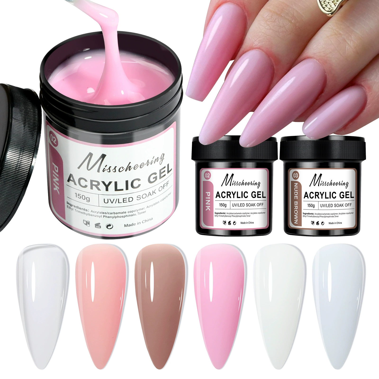 Nail Art Большая емкость 150 г Клей для наращивания ногтей Телесный формирующий наращивание Укрепление Три в одном Магазин ногтей Оптовая продажа