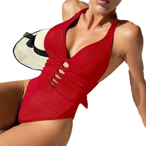 Amazon 2025 Western and European Solid Color Conservative One-piece Swimsuit for Women with a Sense of Sophistication Beach Bikini