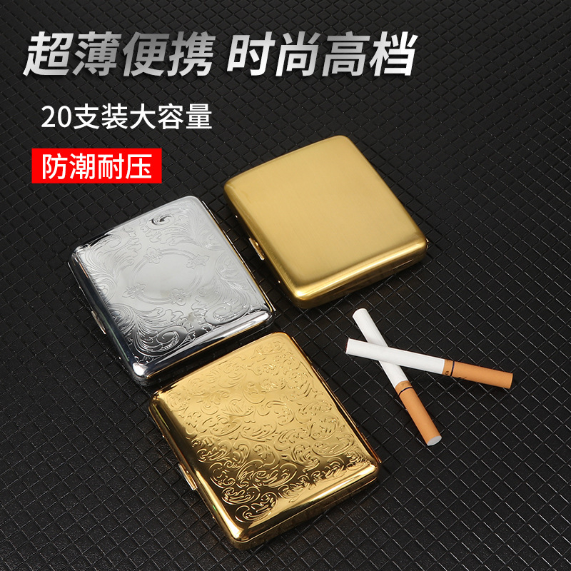 メーカー卸売クリエイティブギフトタバコボックス金属 20 パックレトロタバコボックスポータブル抗圧力防湿フリップトップタバコボックス|undefined