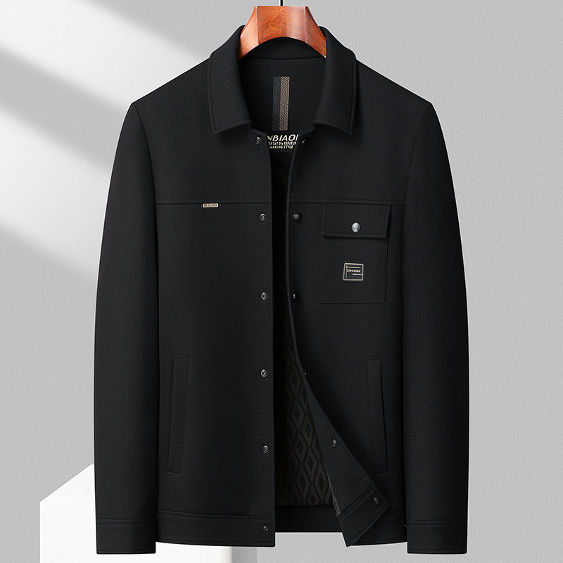 2024 spring new men's youth lapel long sleeve zipper casual simple soft comfortable jacket