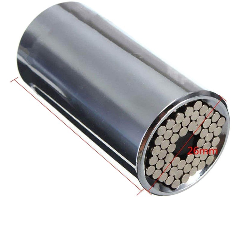 Extensión de Vaso Yunbei Métrico de 7-19 mm con Vástago Hexagonal de 3/8 Pulgadas, Vaso Mágico con Trinquete Plateado de 1/4-3/4 Pulgadas