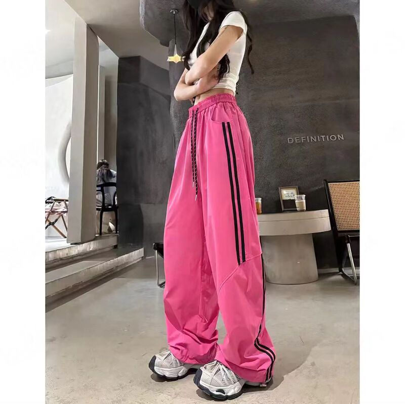 2026 Summer New Women's Sports Pants with American-style staggered stripe design, sun-protective casual pants, dual-wear 2026 Summer New Women's Sports Pants with American-style staggered stripe design, sun-protective casual pants, dual-wear