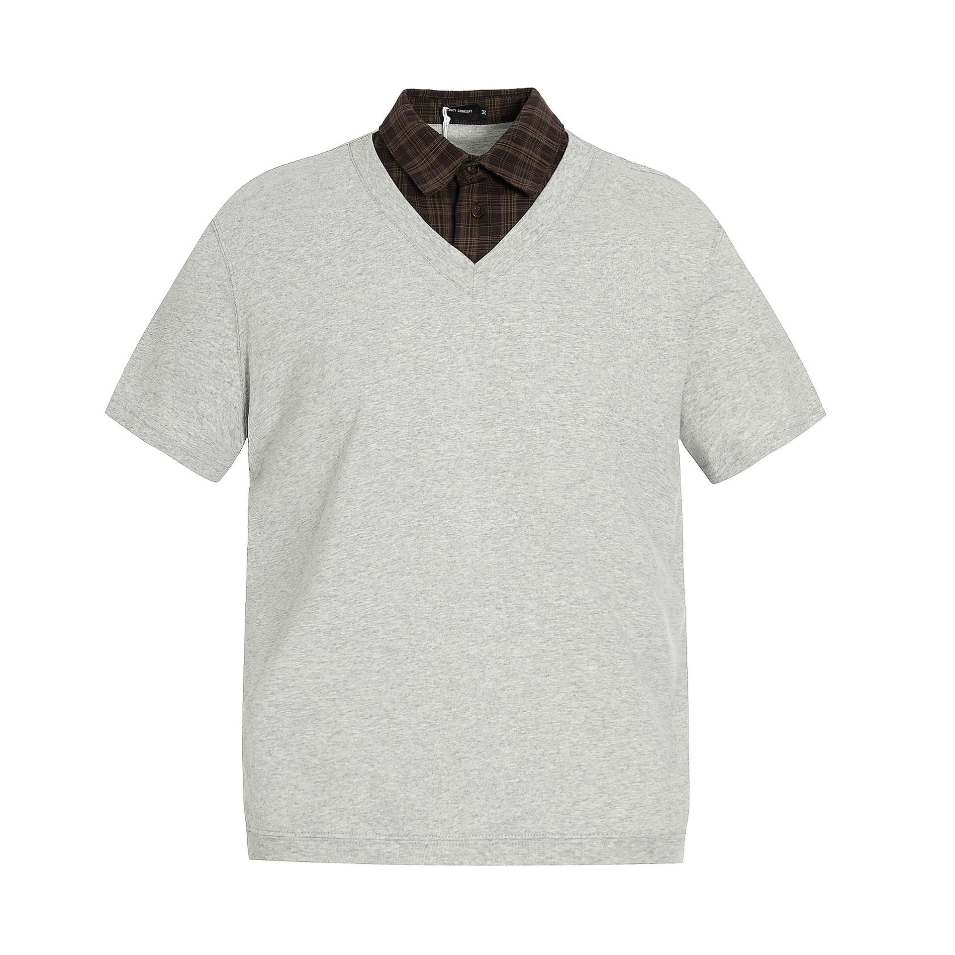 0245 American Street Fashion Deconstructed Lasel Stitching Design Men's Street High-end Sense Fit Polo Short-sleeved T-shirt