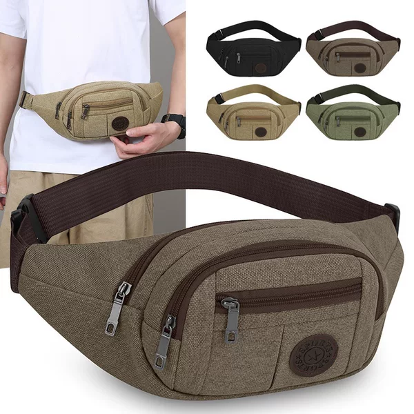 Waist Bag, Cross-Border New Style Outdoor Sports Cycling Chest Bag, Simple Wear-Resistant Shoulder Bag, Lightweight Casual Canvas Crossbody Bag