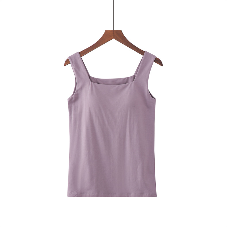 175g Weight Cotton, Spandex, Modal Fabric Type Long Top Length Vest Tops Type Vest Bra Style Holiday, Daily Occasion Square Neck Neckline Slim Fit Type Solid Color Pattern Summer, Spring Season Women's Gender Casual Style Wholesale Women's Casual Solid Color Tank Tops 无