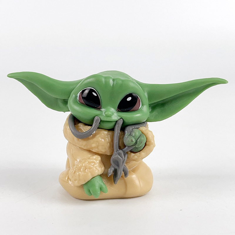 6 transfronterizos baby yoda yoda muñecas de oficina de mano juguetes de escritorio de automóviles Star Wars caja ciega