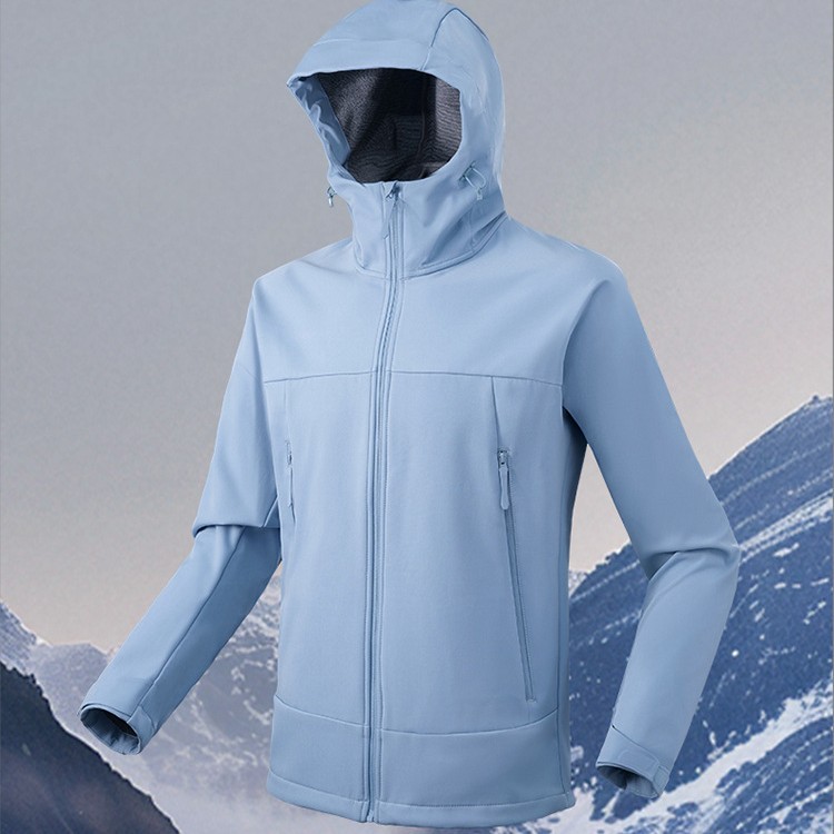Kai Stone's Same Style Autumn and Winter Couple's Thickeneded Three-Proof Outdoor Soft Shell Jacket for Men and Women Hooded Jacket