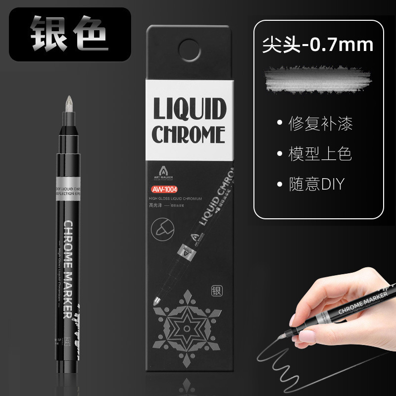 Galvanoplastia metálica modelo de pluma de espejo de pintura de color de pintura de color de pluma de pintura de cromo impermeable de secado rápido de resaltado de pluma de marca