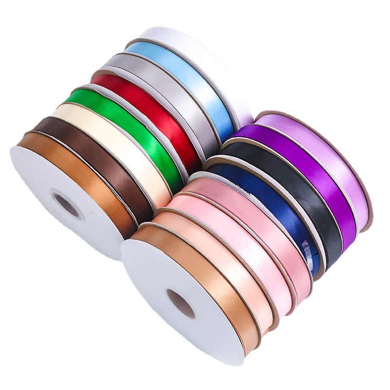 2,5 cm poliéster cinta ramo embalaje color vendaje cinta caja de regalo accesorios satén cinta de un solo lado arco al por mayor