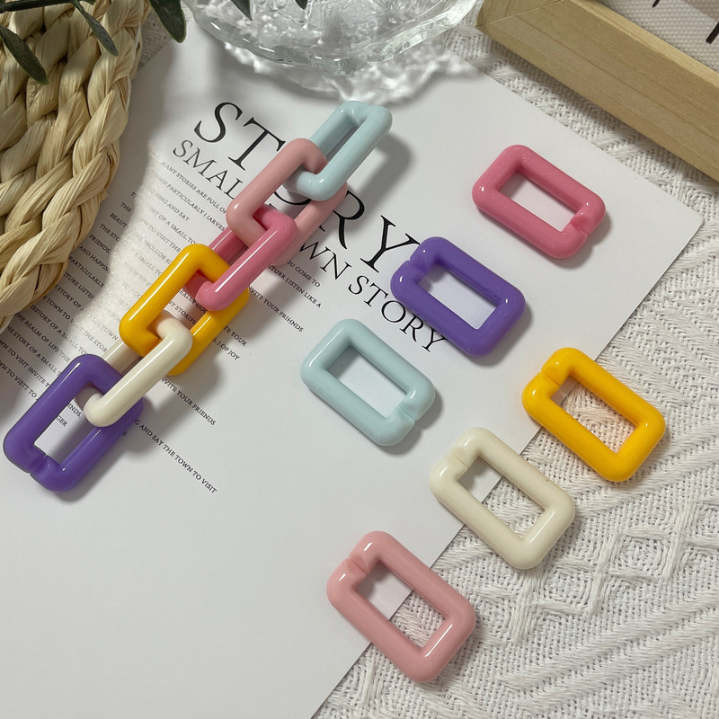 Environmentally Friendly Acrylic Injection Molded 20X30Mm Square Chain Buckle Open Ring DIY Phone Chain Keychain Pendant Accessories
