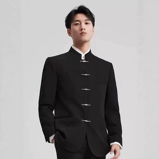 中山装西服套装男青年中华立领喜服新中式新郎西装礼服中国风唐装