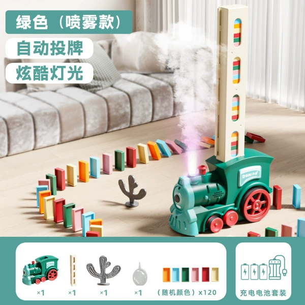 Green dominoes, train, spray, battery charging, set