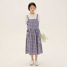 女童连衣裙2022夏季新款韩版洋气裙子中大童文艺休闲格子背带长裙