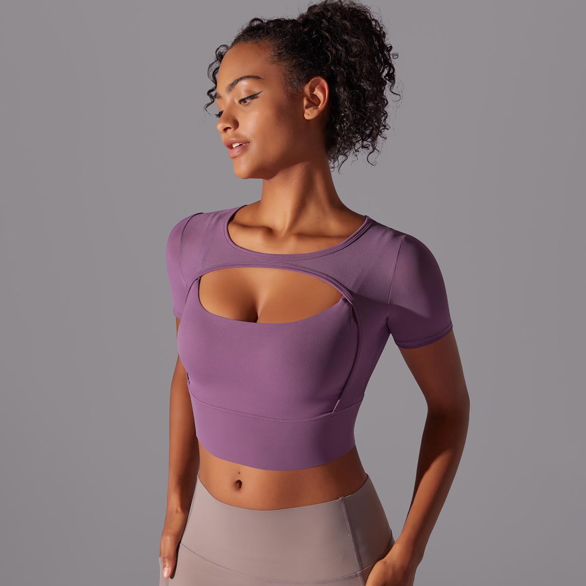 182g Weight Short Sleeve Sleeve Length Pullovers Placket Type Nylon, Spandex Fabric Type Short Top Length T-shirt Tops Type Yoga, Sports Occasion Round Neck Neckline Solid Color Pattern Women Gender Hollow Out Craft Fitness Sport Style Solid Color Nylon Spandex Round Neck Hollow Out Active Tops T-shirt 50
