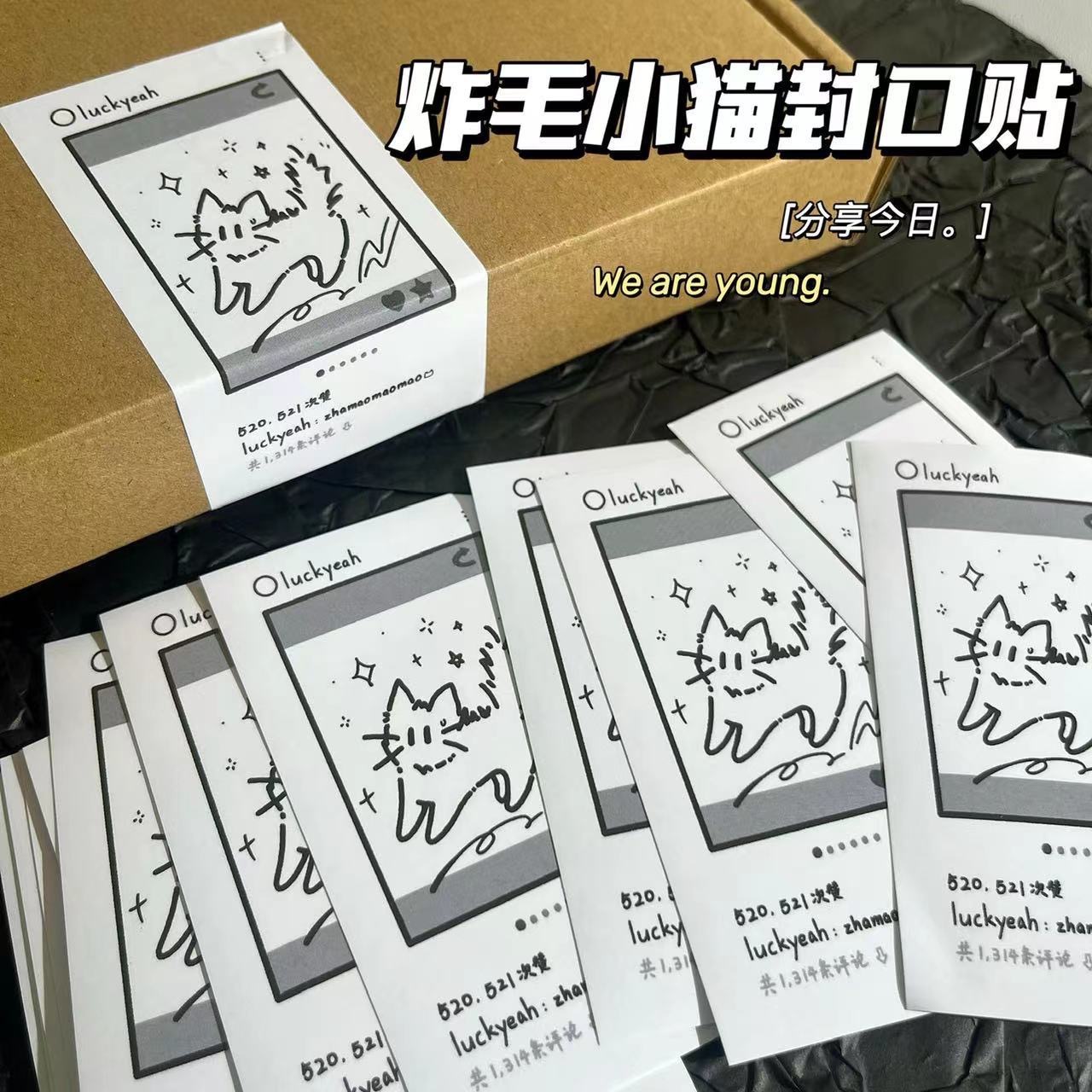 ins style fried hair kitten sealing paste american receipt stickers sealing paste shopping list stickers journal material stickers