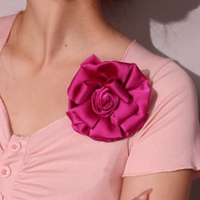 法式缎面11cm布艺夸张豹纹大花朵胸针别针手工花朵服装配饰