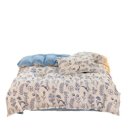 New skin-friendly printed brushed four-piece spring and summer thickened and warm Tianzhu cotton three-piece student dormitory set wholesale