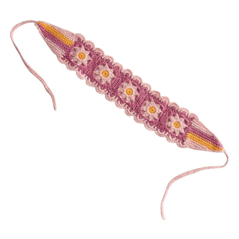 Mori Style Sweet Head-Mounted Headband Vacancy Girl's Age-Reducing Handmade Knitted Headband Retro Color Crochet Pastoral