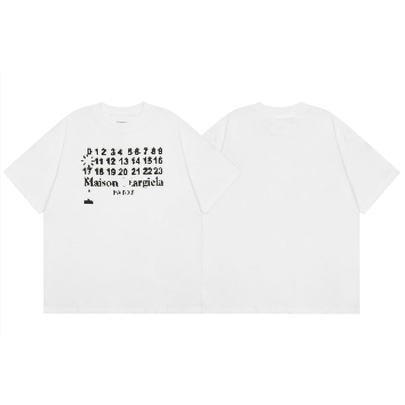 Mm6マギラtシャツ2023夏新作男女カップル服アラビア数字プリント半袖|undefined
