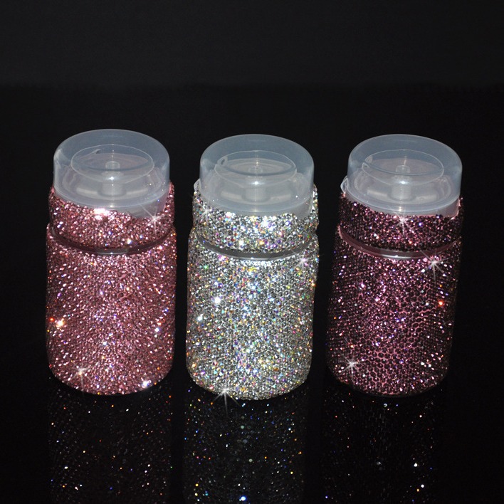 创意贴钻按压式卸妆化妆水瓶 镶钻卸甲水瓶 分装瓶爽肤水空瓶子