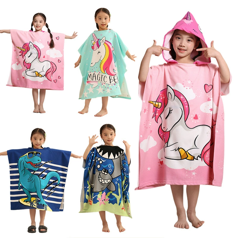 Фабрика прямых продаж микрофибры детские банные полотенца печатные большие халаты для детского плавания на пляже