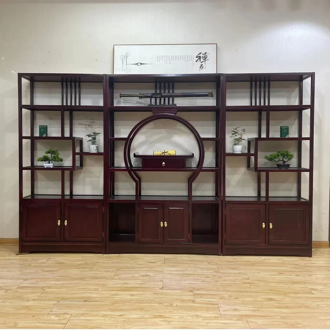 镜花水月实木博古架新中式博古架高档酒柜客厅隔断柜置物架展示柜