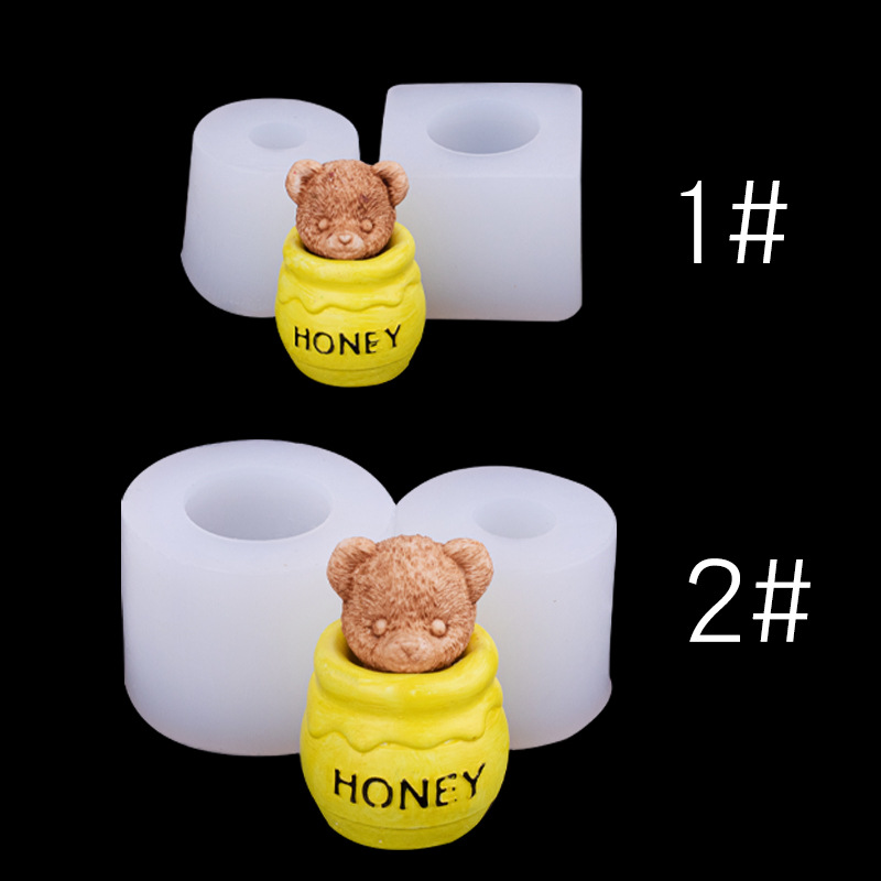 Dibujos animados tridimensional miel olla oso peluche perro aromaterapia vela molde de yeso hornear Fondant chocolate seco ritmo molde