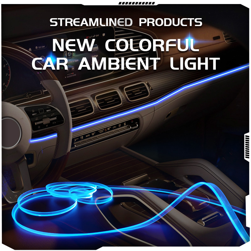 LED interior de luz fría colorida música de control de voz de automóviles luz de atmósfera sin cableado para cambiar la decoración de la atmósfera