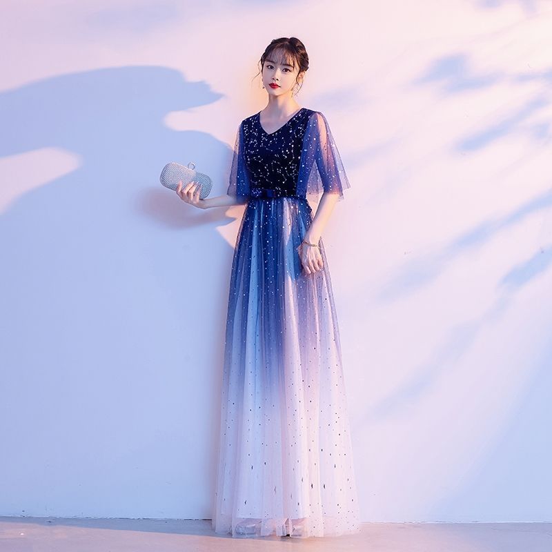大合唱団パフォーマンス服女性のロングスカート学生赤い歌朗読服ホスト宴会気質スリムイブニングドレス女性|undefined