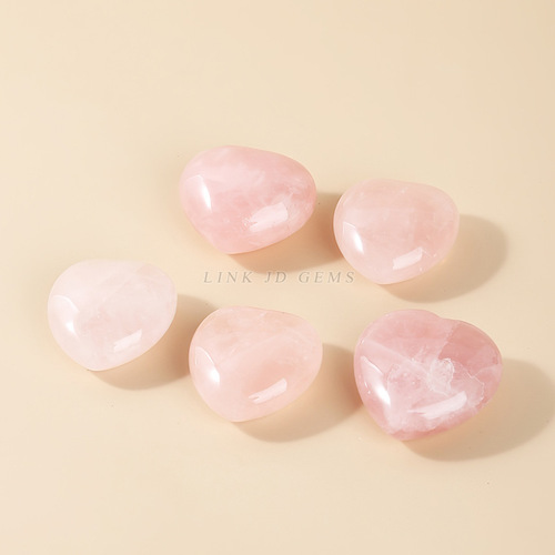 Jingdian Jewelry Rose Quartz Love Ornament Crystal Raw Stone Polished Love-Shaped Semi-Precious Stone Handpiece Handicrafts Wholesale