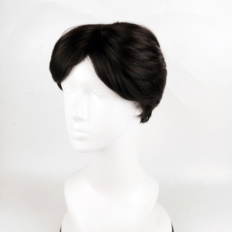Men's Short Fluffy Wig Synthetic Centre Parting European Style_voghion.com