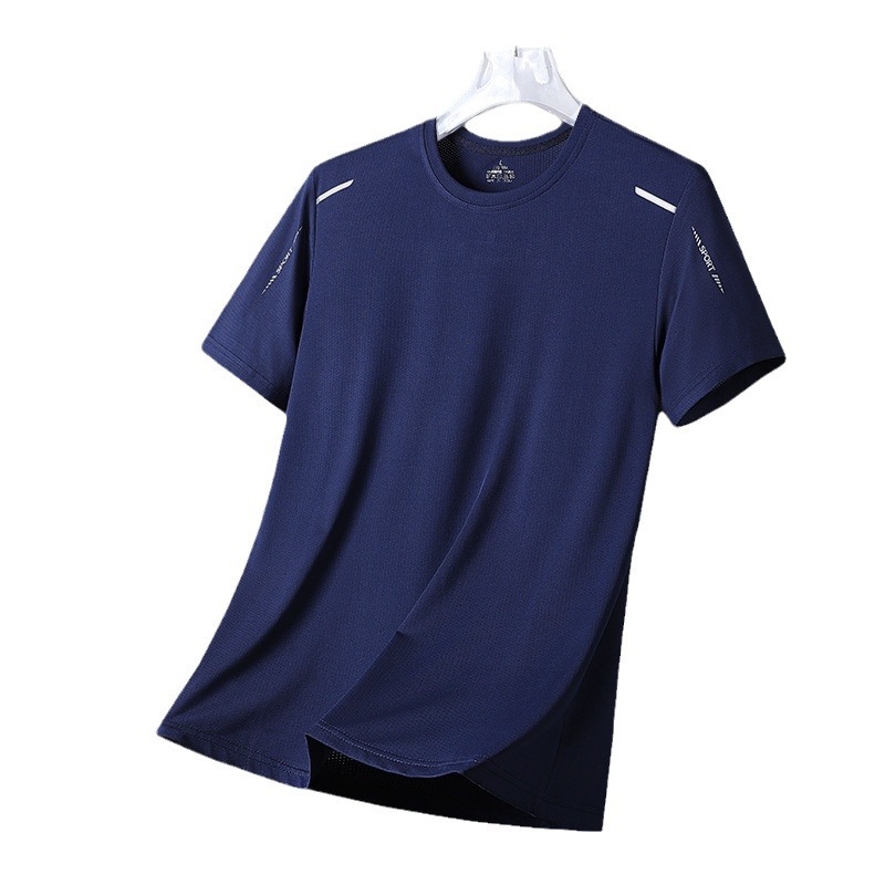 Nuevas camisetas de hielo de tamaño grande para hombres de manga corta secado rápido, blusa de malla transpirable, media manga deportiva delgada de verano.