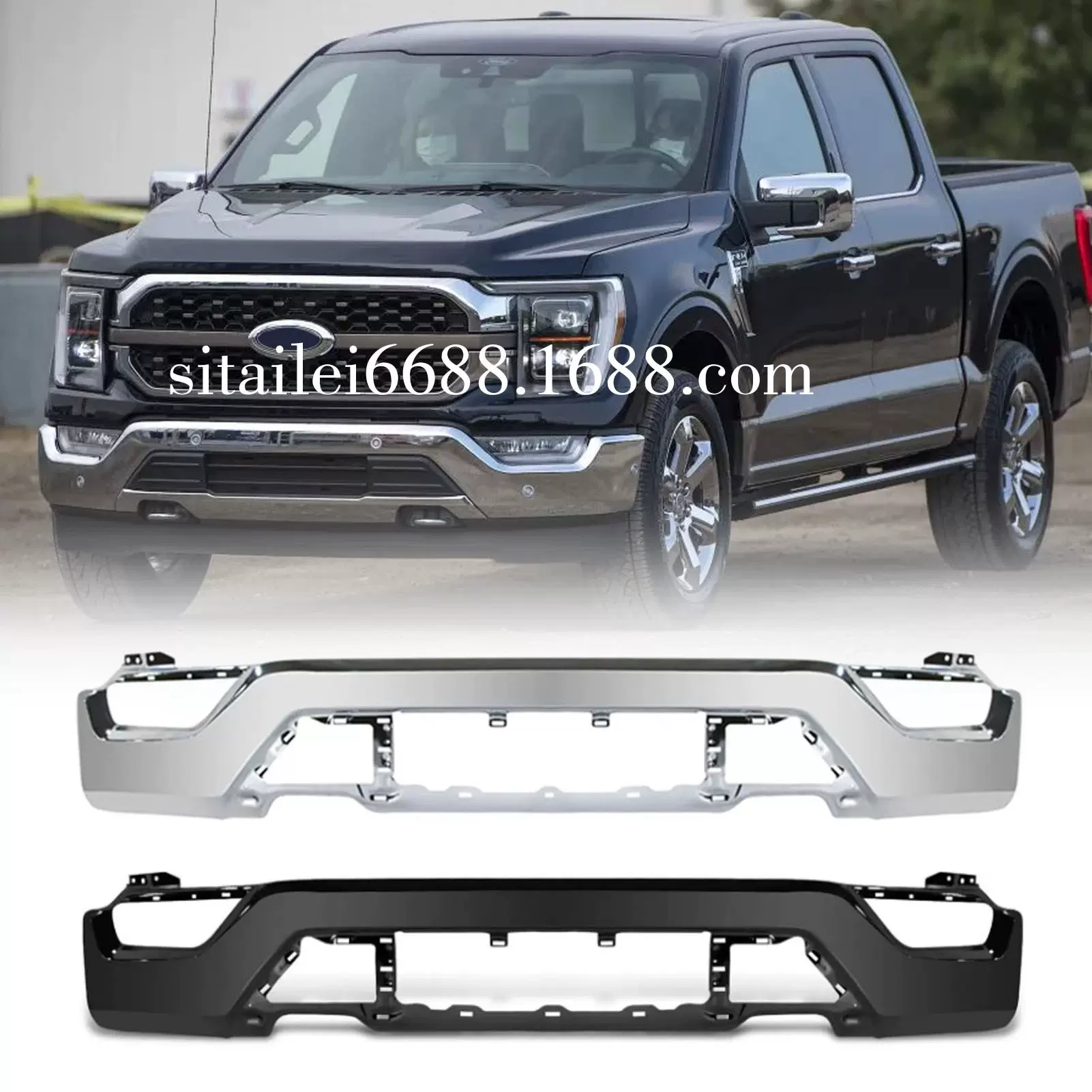 适用于2021款福特猛禽F-150前保险杠F150镀铬黑色 Front Bumper
